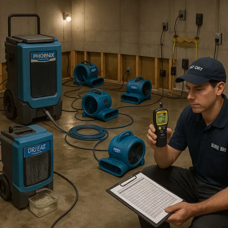 Structural Drying and Dehumidification process in Nottoway County, VA